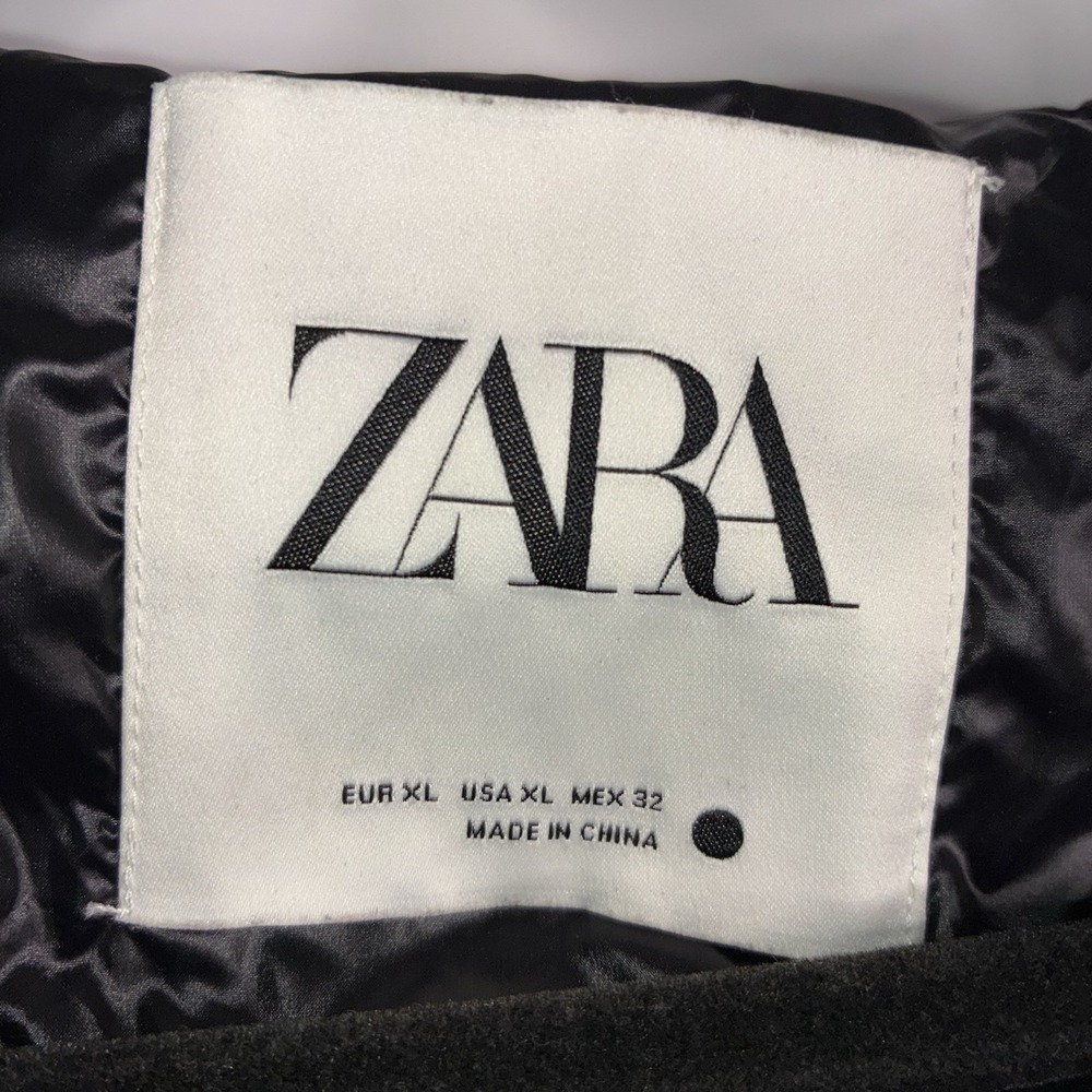 Zara Jacket Shiny Puffer Quilted Women's XL Hooded Snap Buttons Full Zip Pockets - Picture 2 of 7